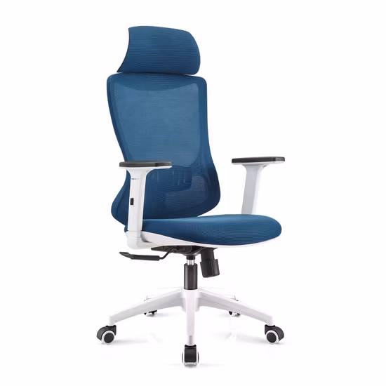 Netzrückenpolsterung, verstellbare Armlehnen, Sitz, Stoffkissen, Sitz mit hoher Rückenlehne, Manager-PU + PVC-Bezug, 62 x 22,5 x 55 cm, Bürostuhl